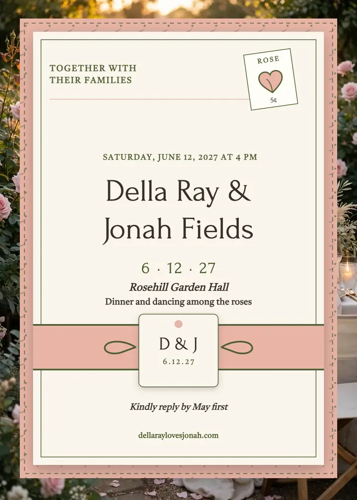 Della Ray garden party invitation suite template