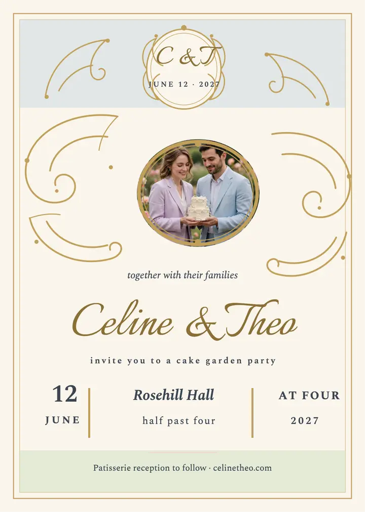 Celine and Theo blush garden invitation template