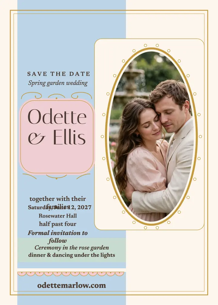 Odette and Ellis garden save-the-date template