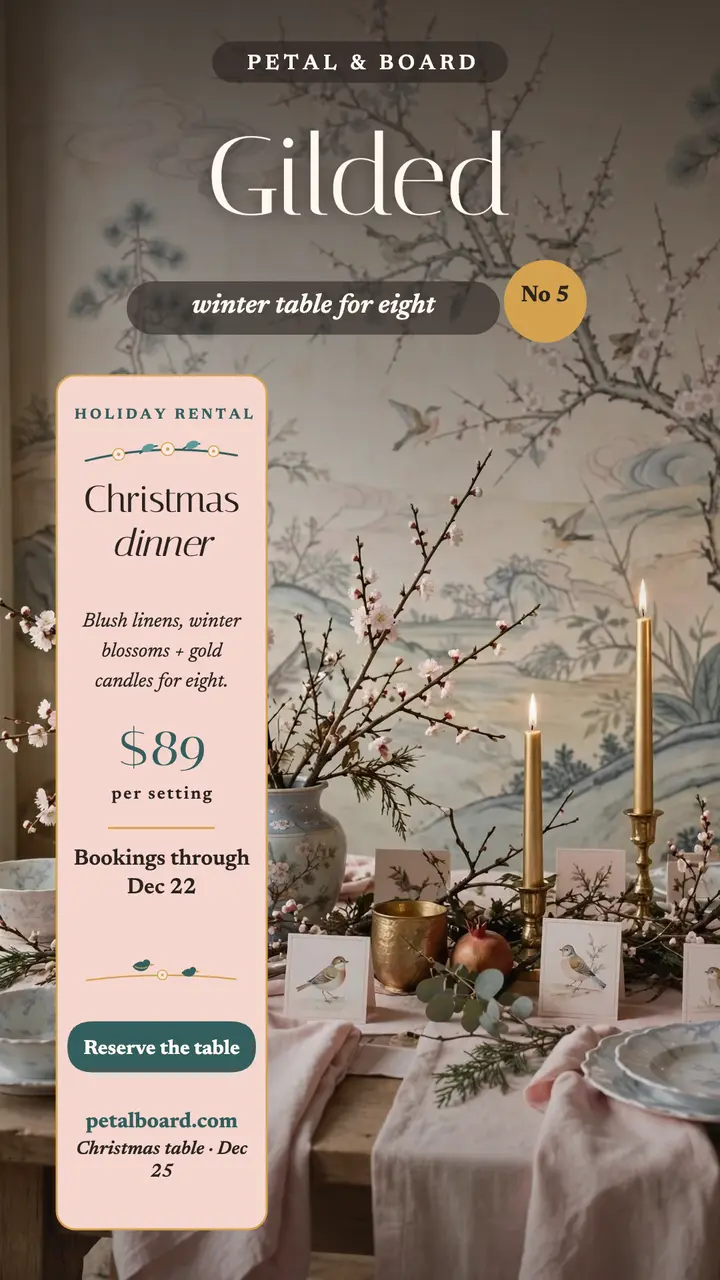Petal and Board blush holiday table story template