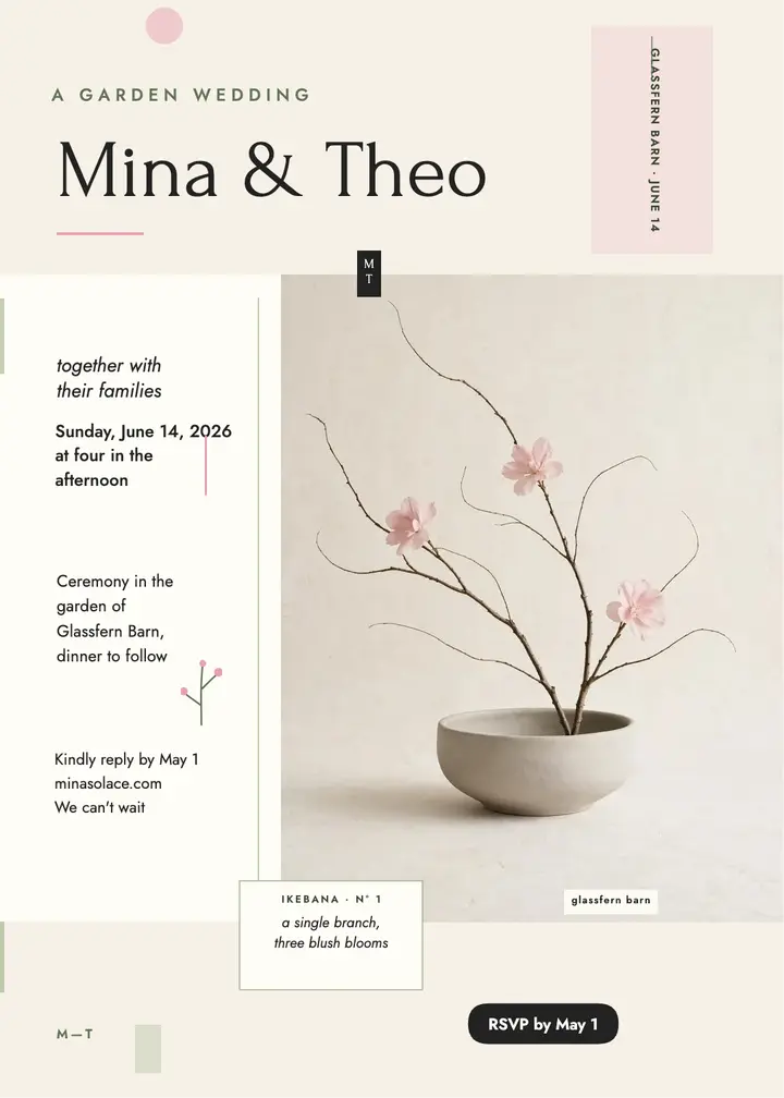 Mina Solace and Theo Bramble garden invitation template
