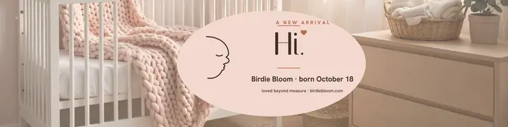 Birdie Bloom blush line baby banner: baby announcement banner template
