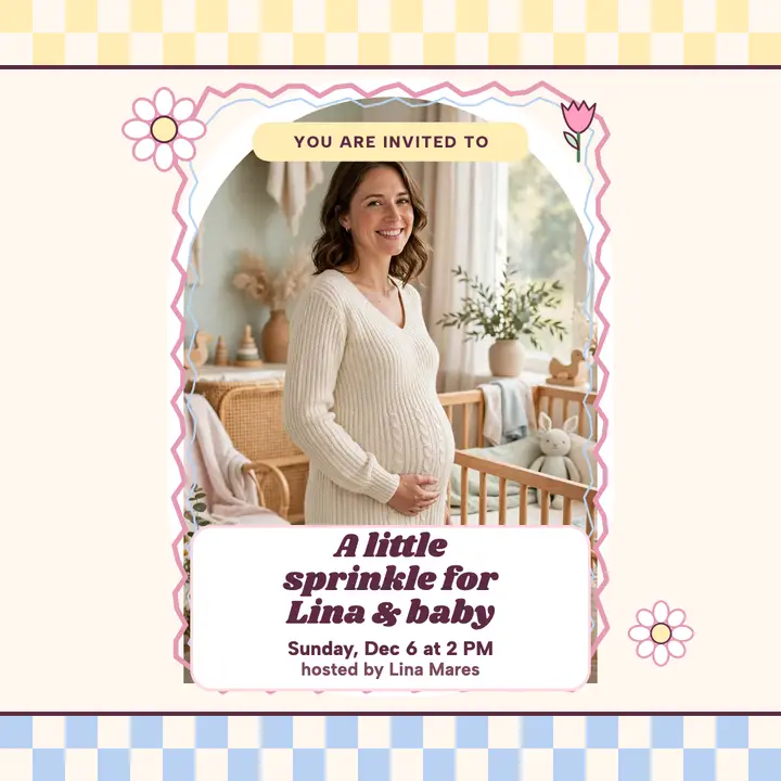 Lina's blush nursery baby sprinkle invite template