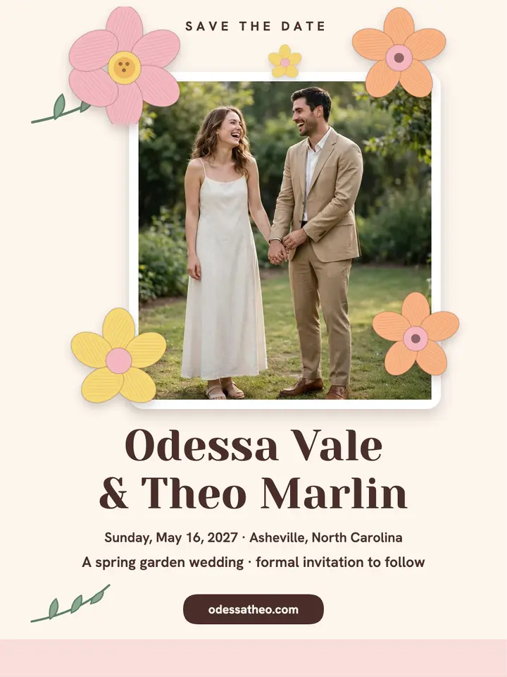 Odessa and Theo garden save the date template