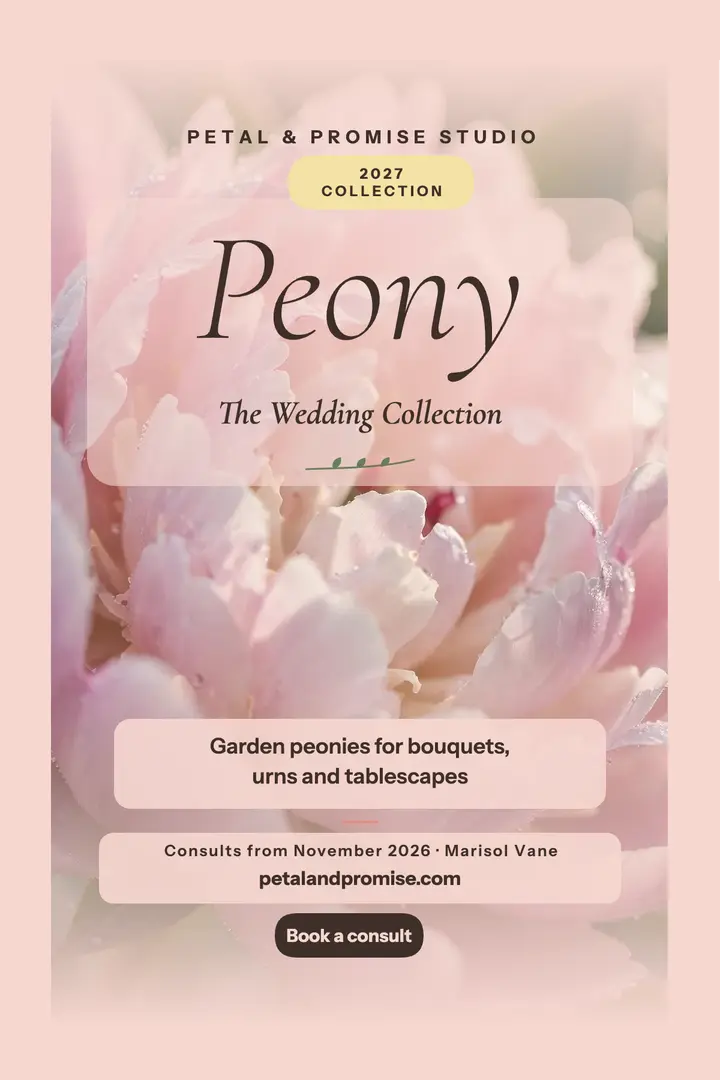 Petal and Promise peony collection poster template
