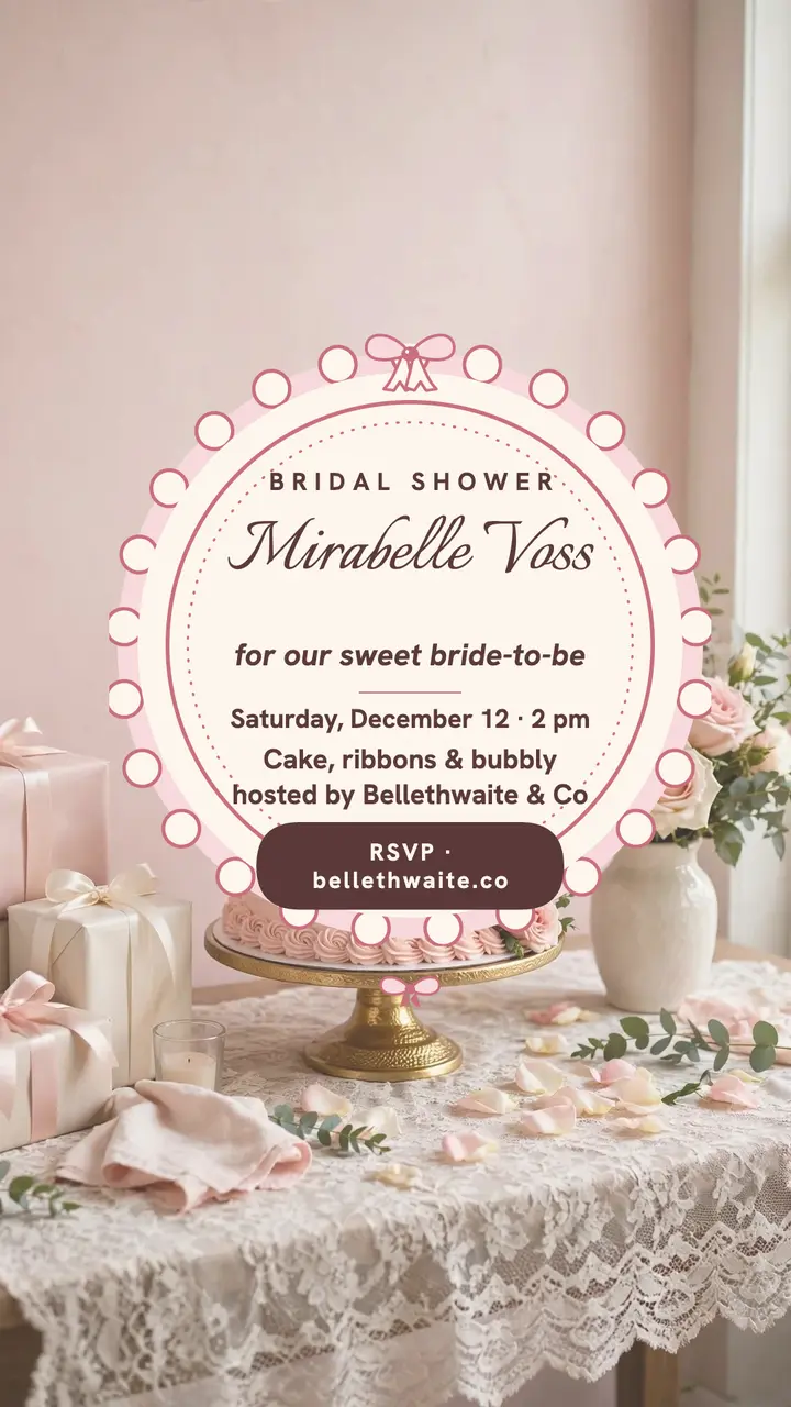 Blush ribbon bridal shower story template