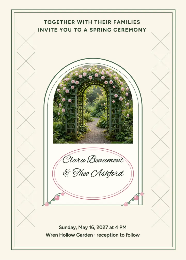 Clara and Theo garden trellis invitation template