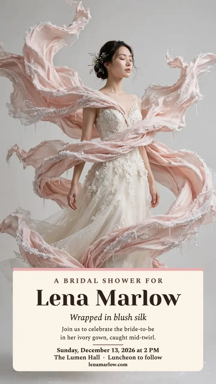 Lena blush silk bridal shower story template