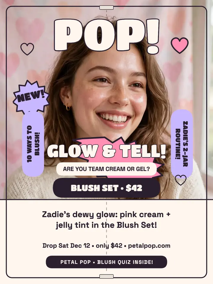 Petal Pop blush set teen mag cover template