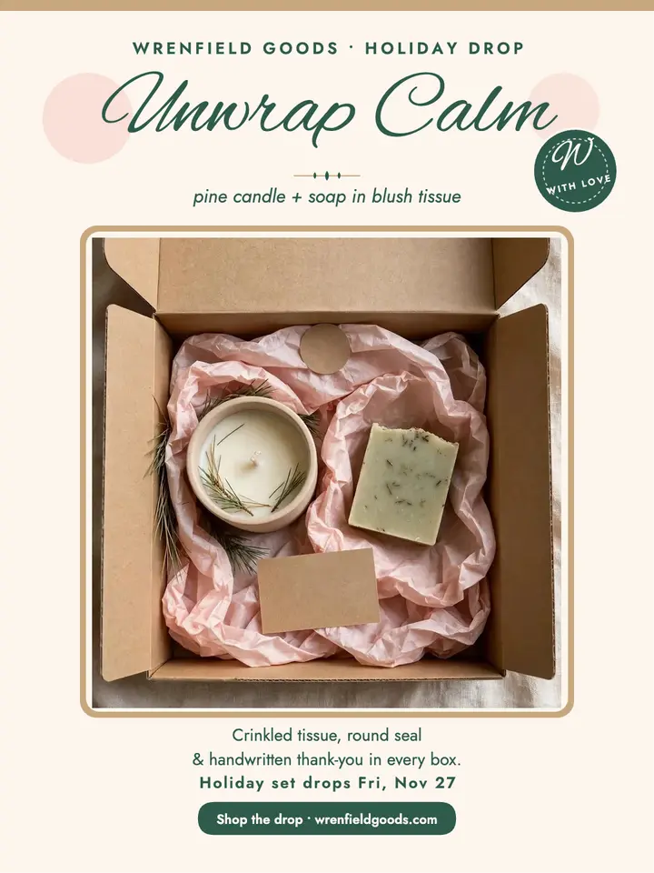 Wrenfield holiday gift set unboxing portrait: gift set unboxing post template