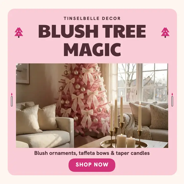 Blush tree Christmas post, Tinselbelle: pink christmas post template