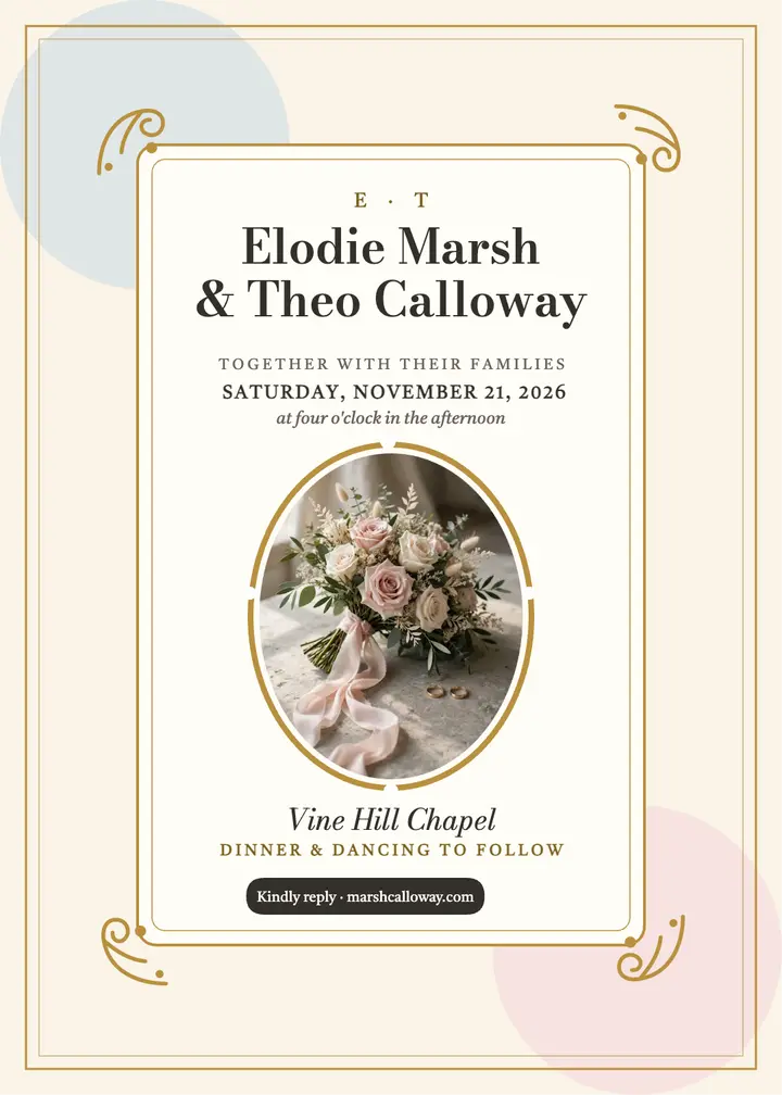 Elodie and Theo fall vineyard invitation template