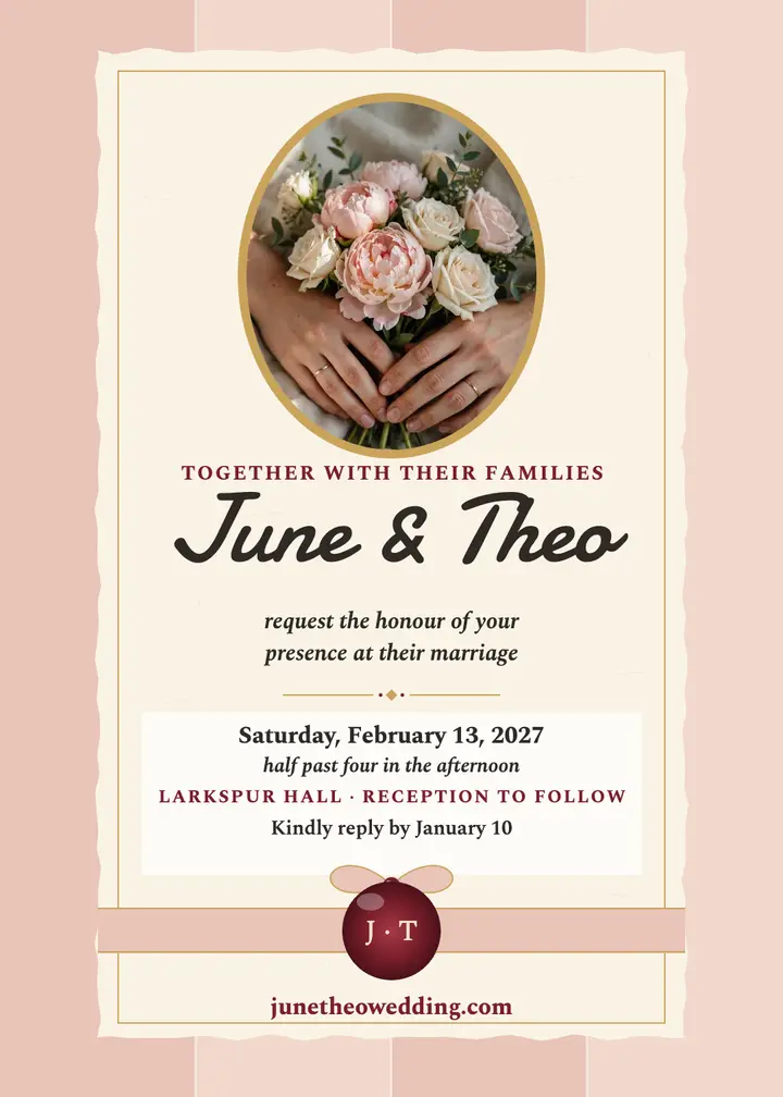 June and Theo blush wax seal invite template