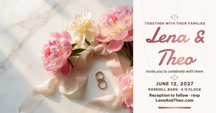 Blush wedding invite post, Lena and Theo template