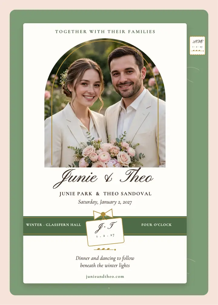 Junie and Theo blush suite invitation template