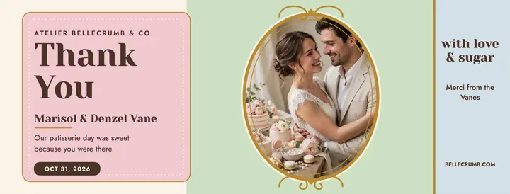 Blush wedding thanks patisserie cover template