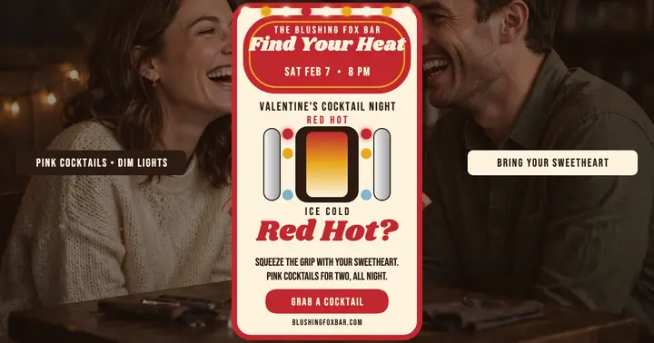 Blushing Fox love tester cocktail night template