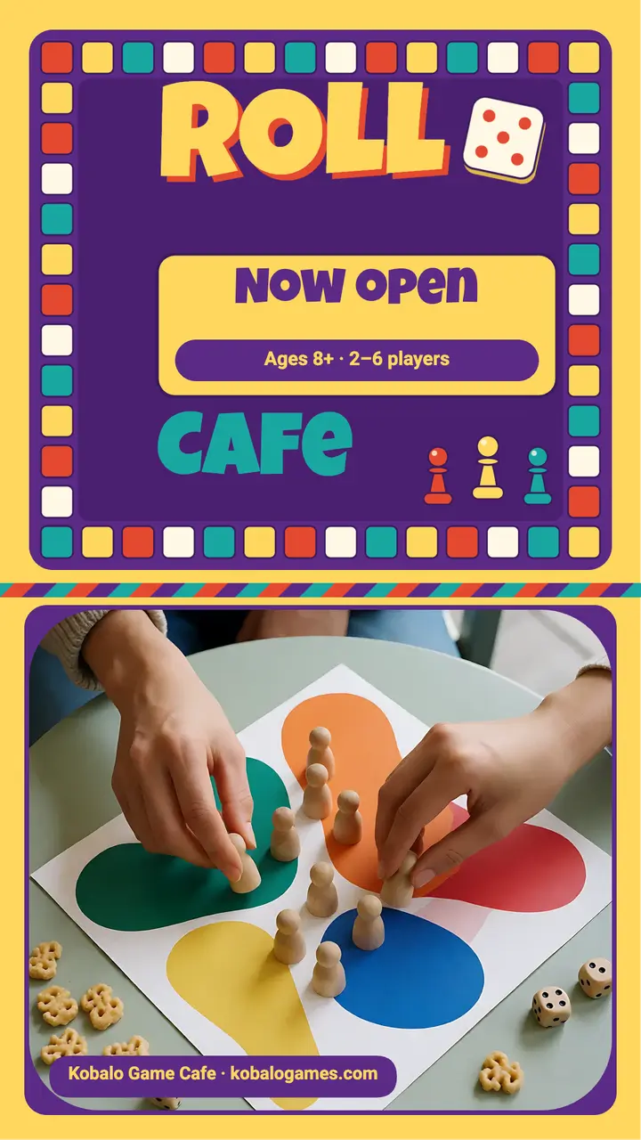 Kobalo Game Cafe grand opening board-game box story: board game cafe opening story template