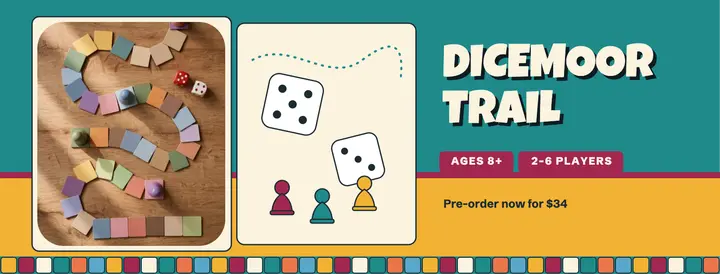 Dicemoor Trail board game pre-order cover: board game pre-order facebook cover template