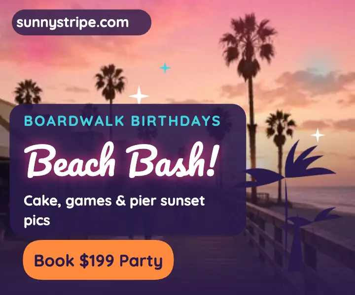 Sunny Stripe boardwalk birthday ad template