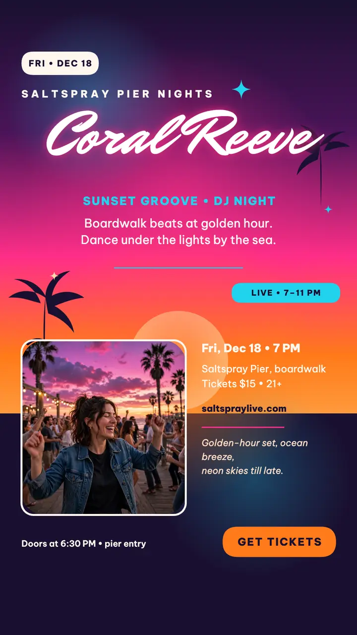 Saltspray sunset DJ night story template