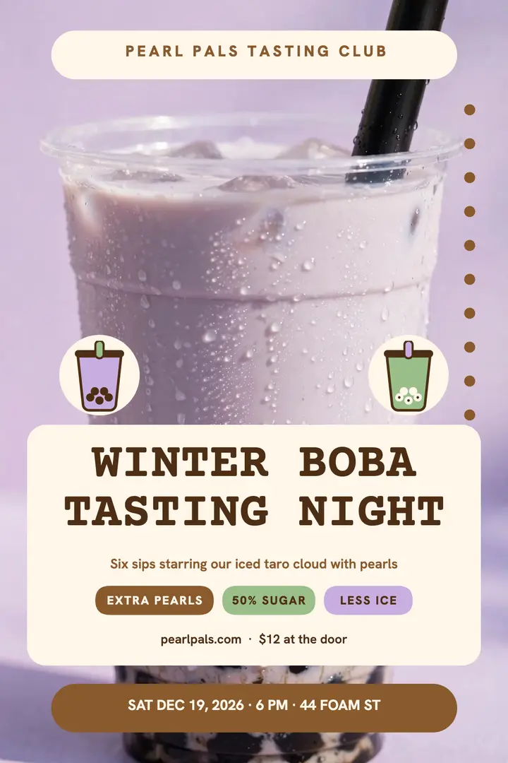 Pearl Pals winter boba tasting night template