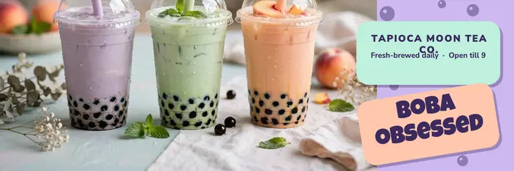 Boba tea shop X header template