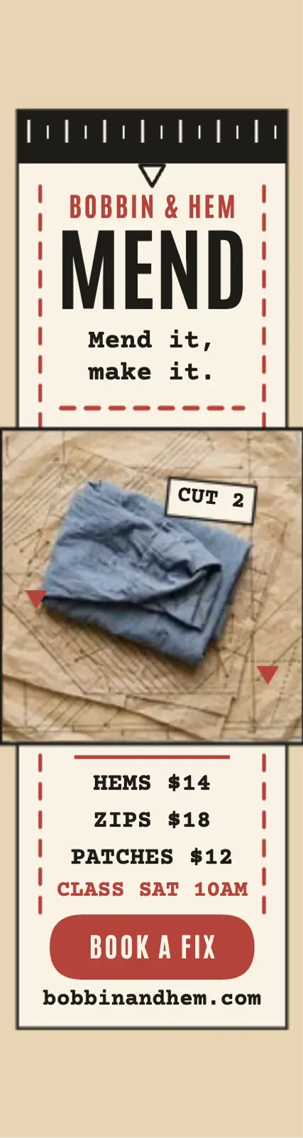 Bobbin and Hem sewing skyscraper ad template