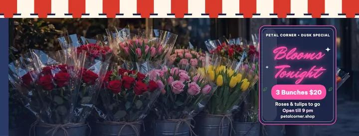 Petal Corner dusk blooms cover template