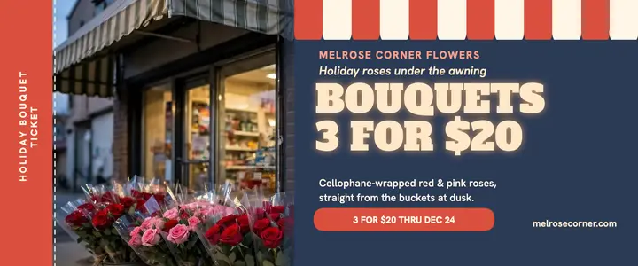 Melrose Corner holiday bouquet ticket template