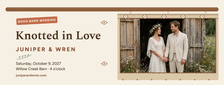 Knotted barn wedding cover template