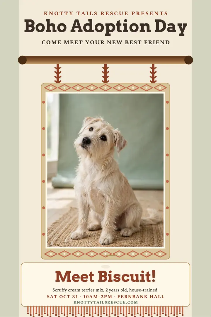 Boho terrier adoption day poster template