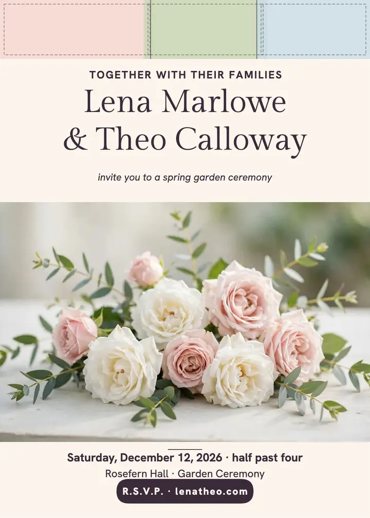 Lena and Theo bojagi garden invitation template