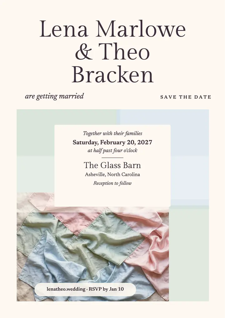 Lena and Theo pastel bojagi invitation template