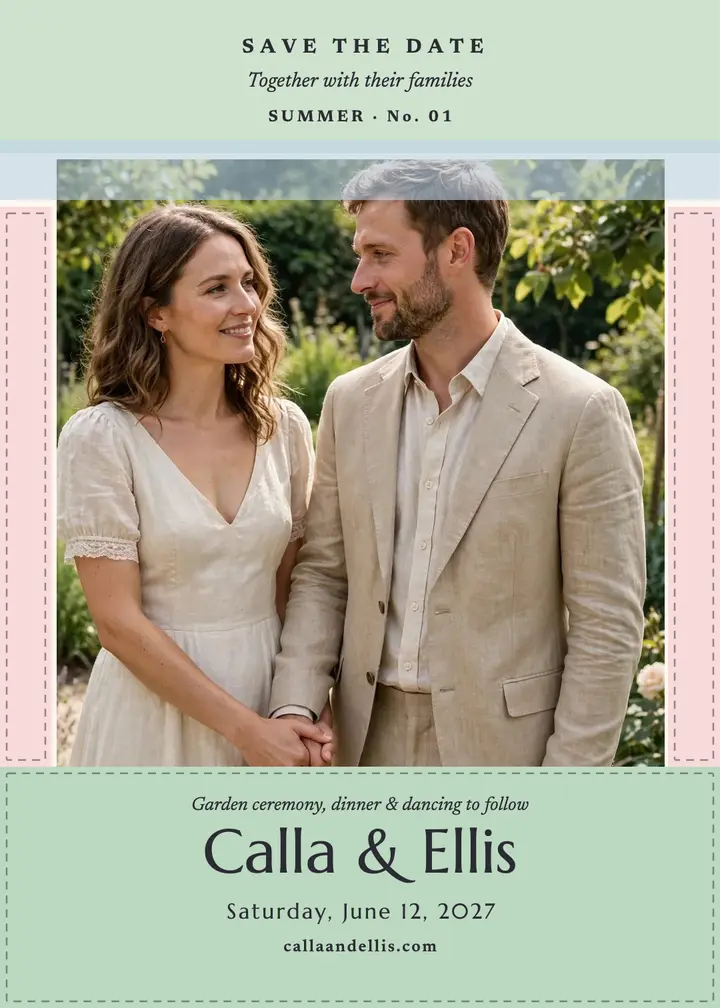 Calla and Ellis bojagi save the date template