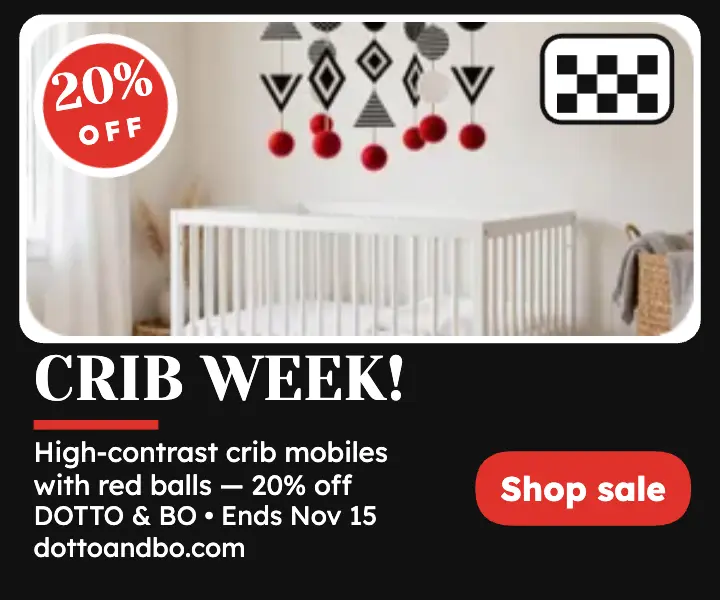 Dotto and Bo crib week mobile ad: crib mobile sale ad template