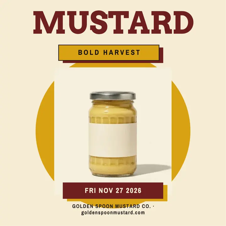 Bold Harvest mustard drop plakat post template
