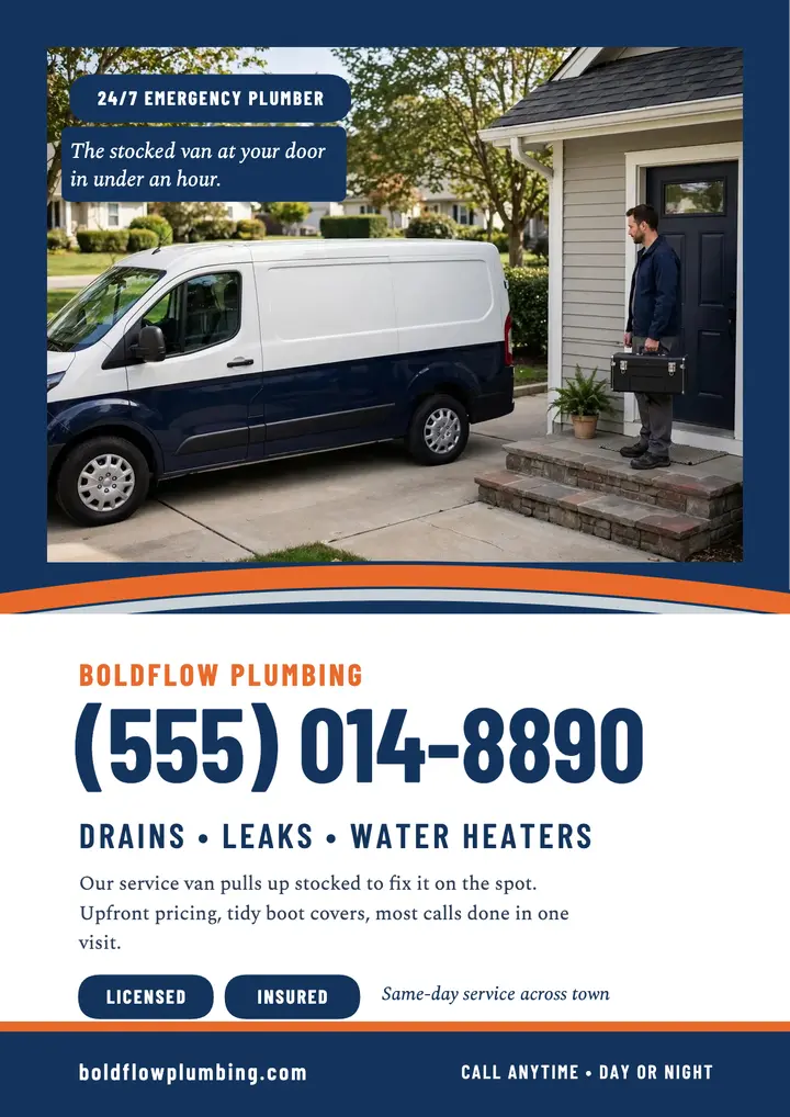 Boldflow 24/7 plumber van flyer template