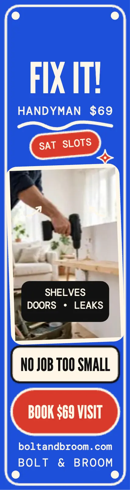 Bolt and Broom handyman skyscraper ad template