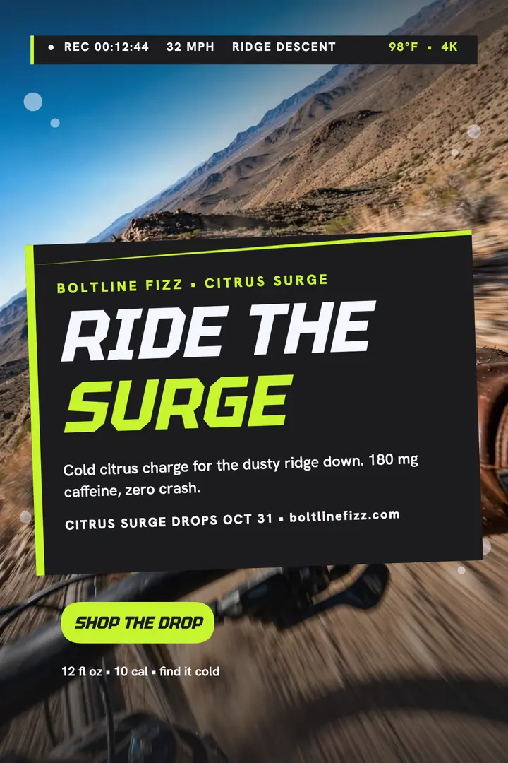 Boltline Fizz Citrus Surge rider poster template