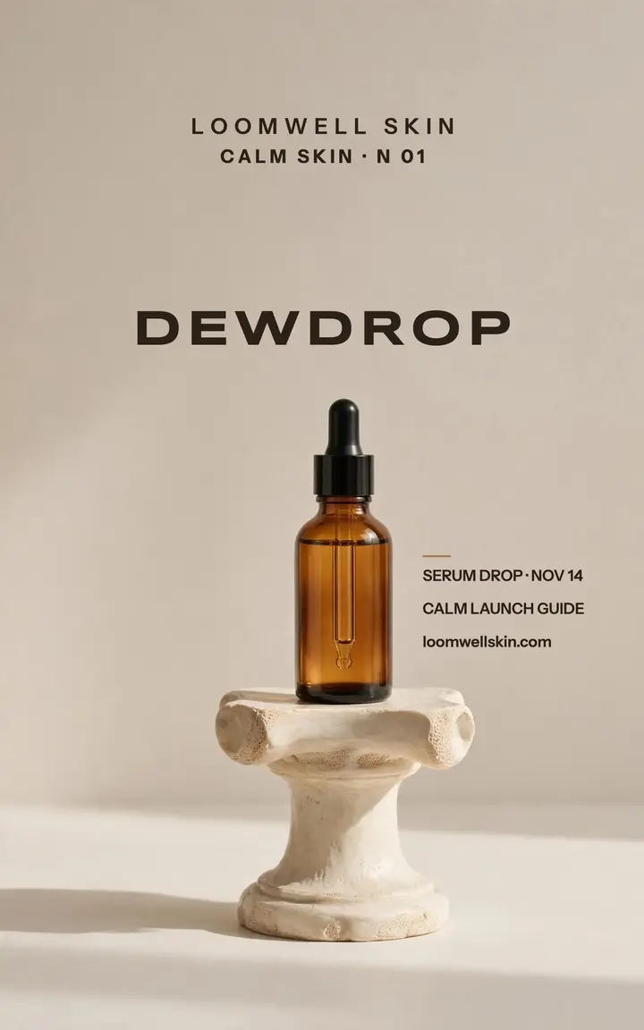 Loomwell Skin Dewdrop serum drop cover: serum launch ebook cover template