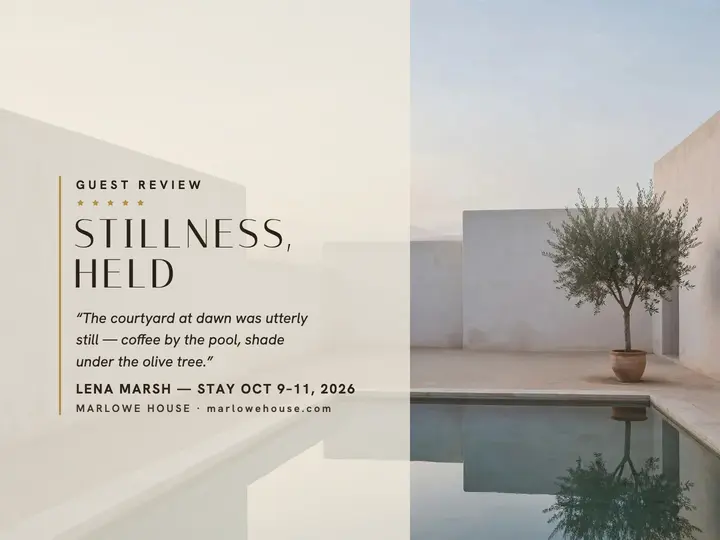 Marlowe House courtyard guest review slide: hotel guest review slide template