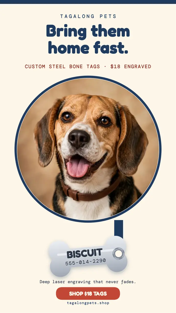 Tagalong bone pet ID tag story template
