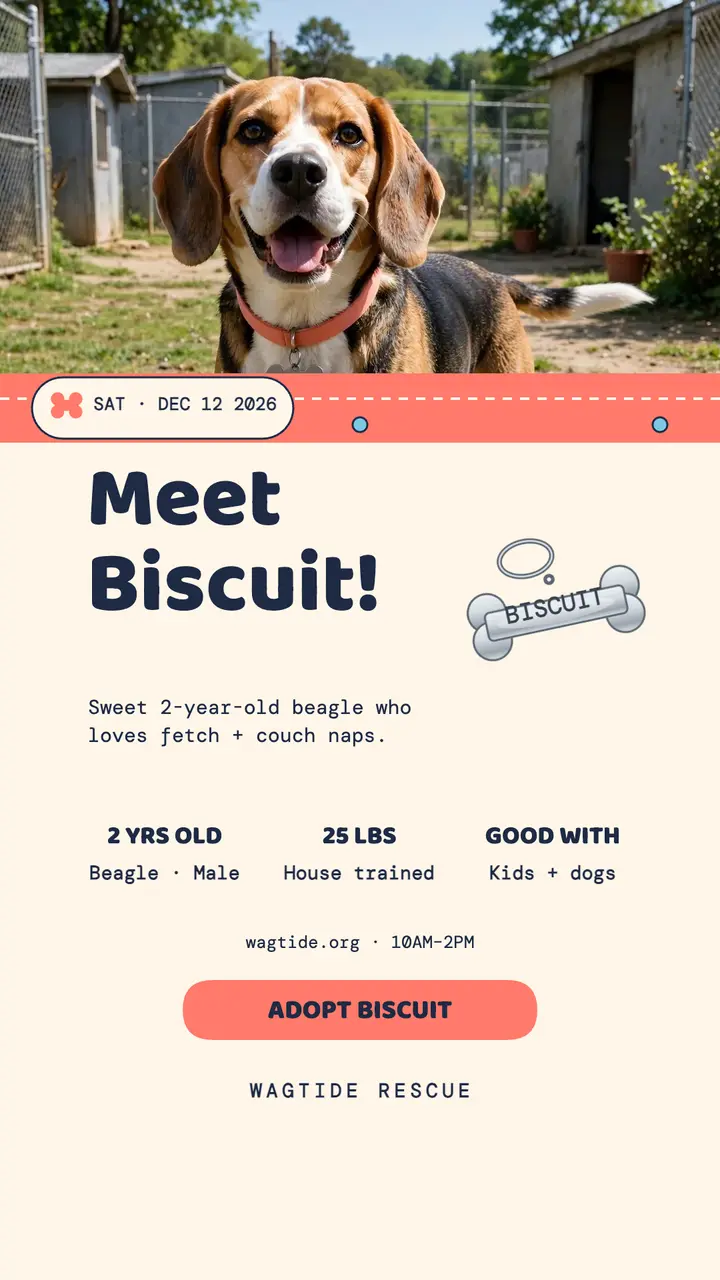 Biscuit adoption day bone tag story template