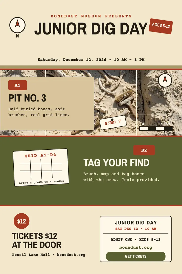 Bonedust Junior Dig Day poster template