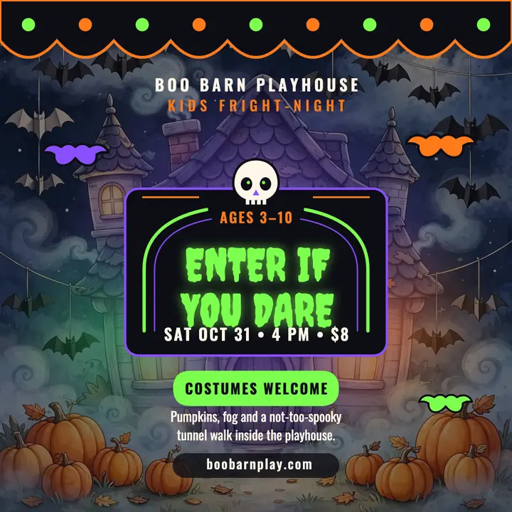 Boo Barn fright-night kids party square template
