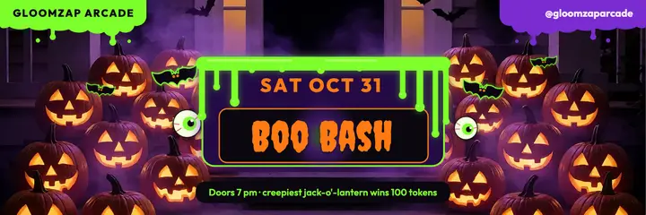 Boo Bash Halloween arcade header, slime style template