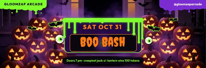 Boo Bash Halloween arcade header, slime style template