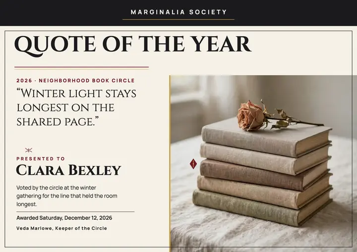 Marginalia Society Quote of the Year certificate: quote certificate template
