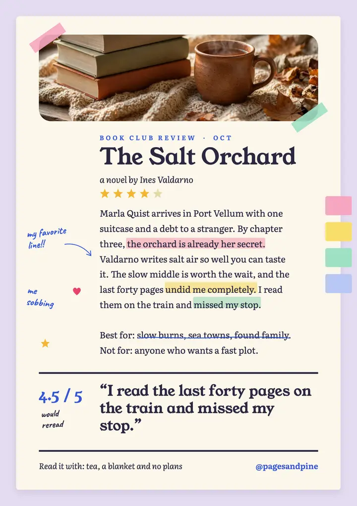 Annotated page book review flyer: book review flyer template